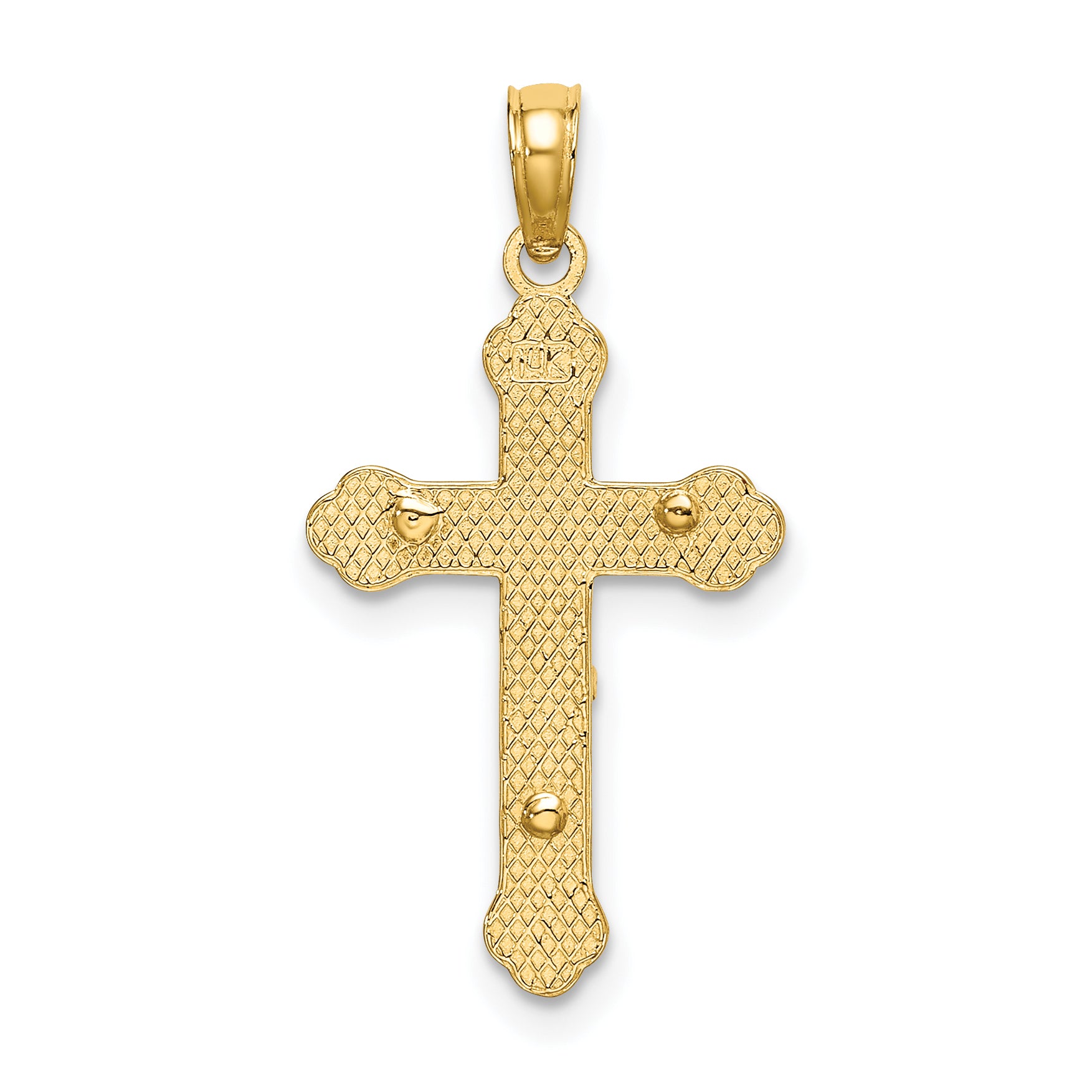 10K Inri Crucifix W/ Scroll Tips Charm