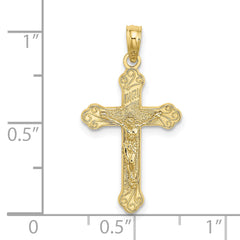 10K Inri Crucifix W/ Scroll Tips Charm