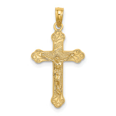 10K Inri Crucifix W/ Scroll Tips Charm