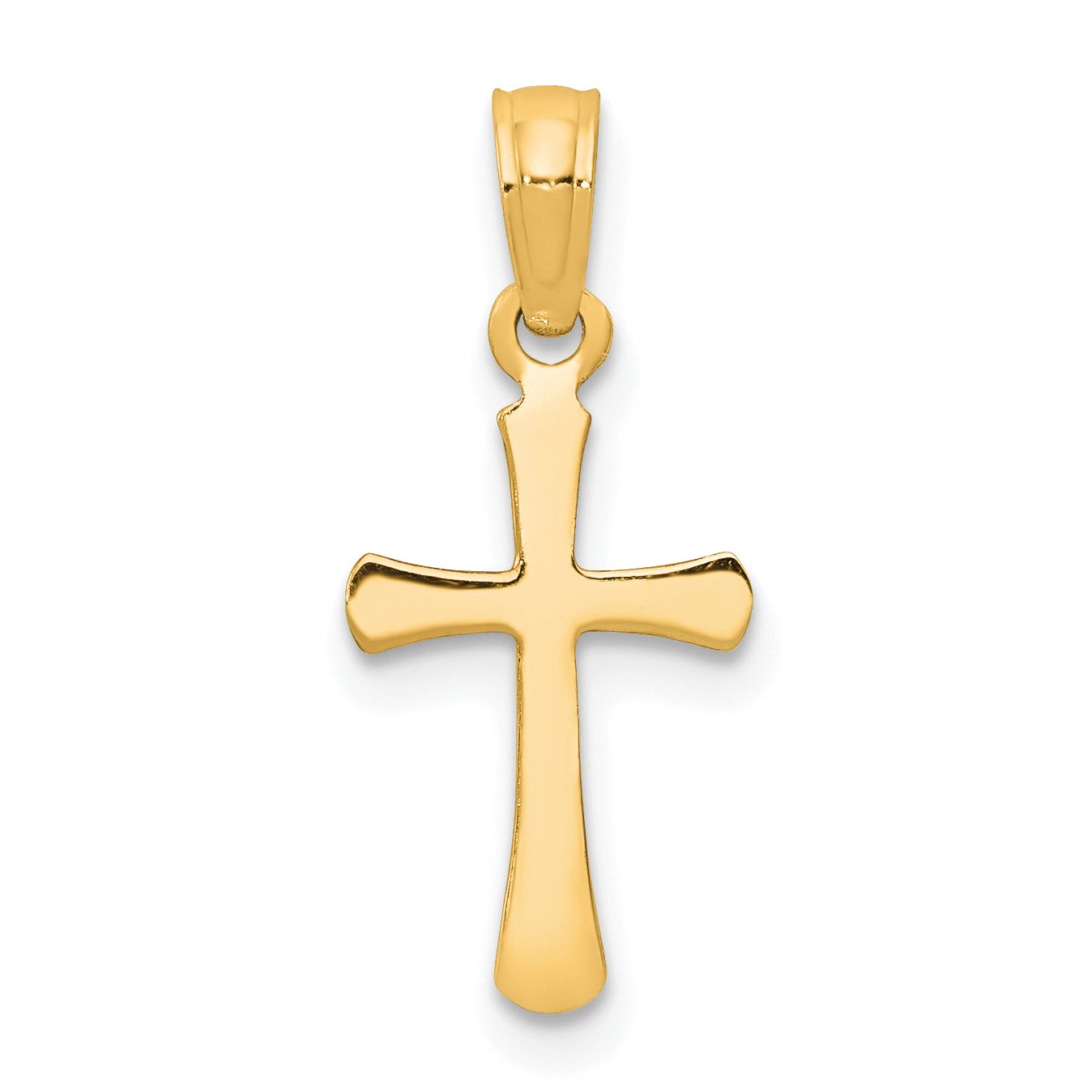 10K Polished Beveled Cross w/ Round tips Charm