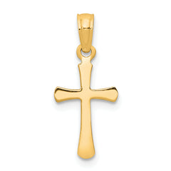 10K Polished Beveled Cross w/ Round tips Charm