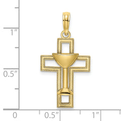 10K Polished Cross W/ Communion Cup Charm