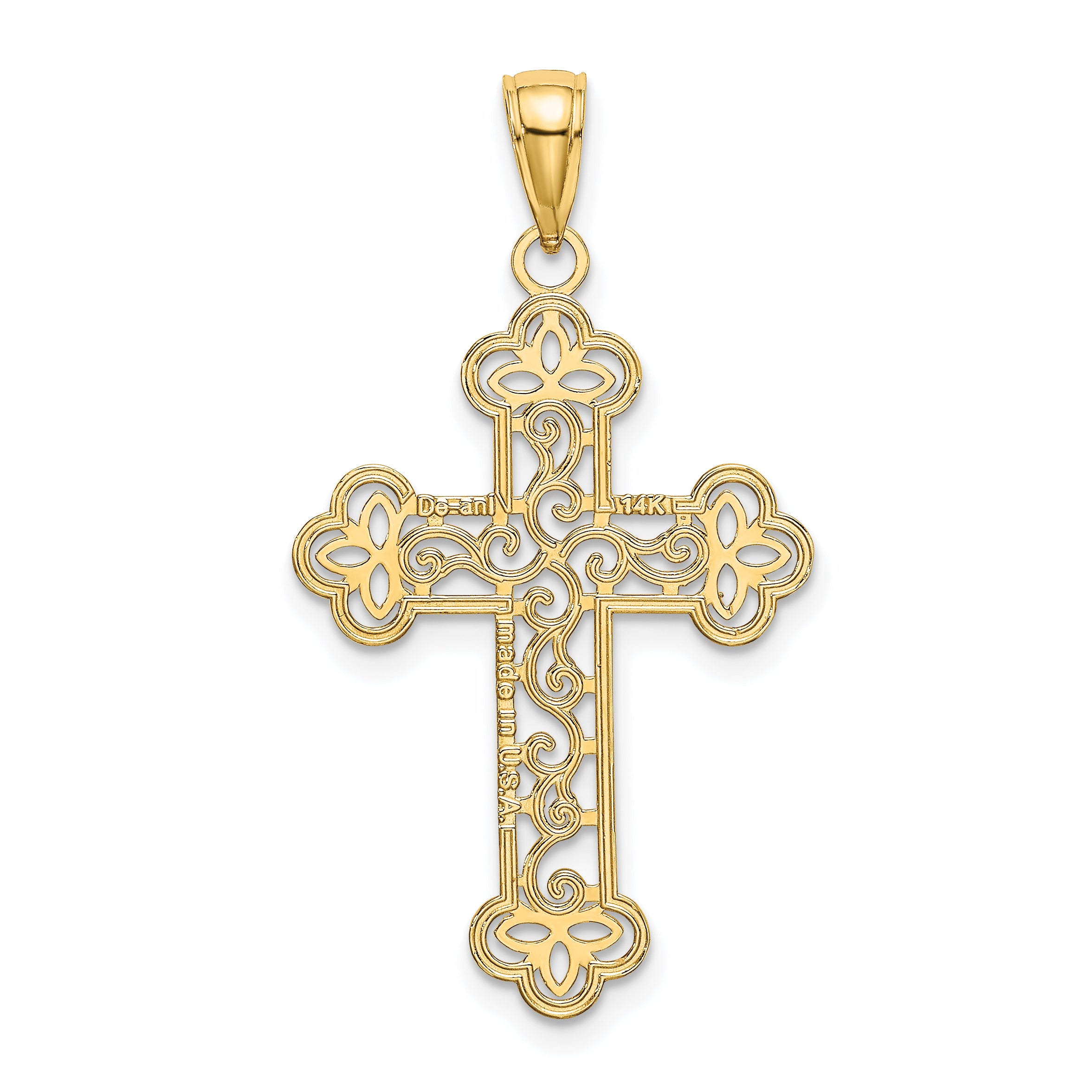 10K Textured  Beaded Edge Cross Charm