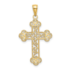 10K Textured  Beaded Edge Cross Charm