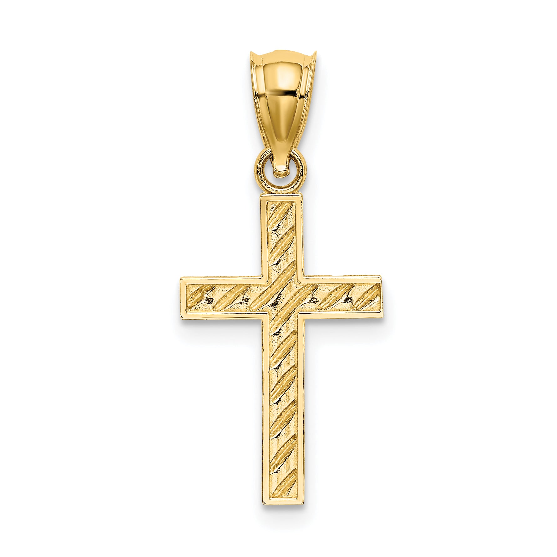 10K Beaded and Polished Cross Charm