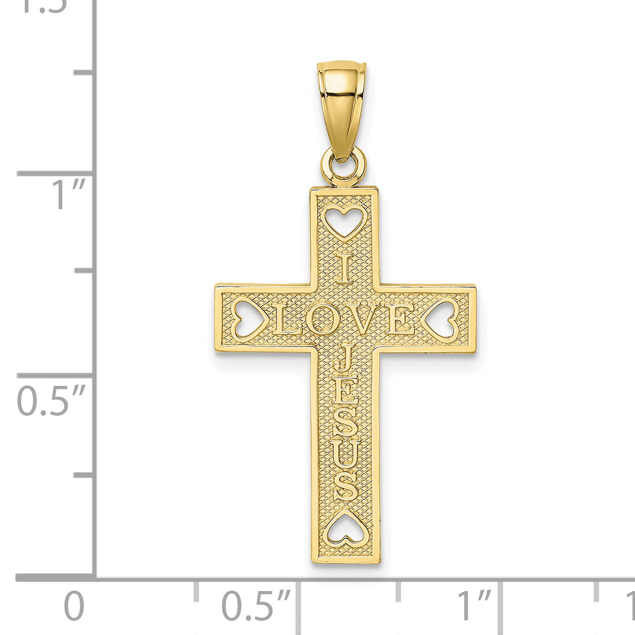 10K  I LOVE JESUS  Cross w/ Hearts Charm