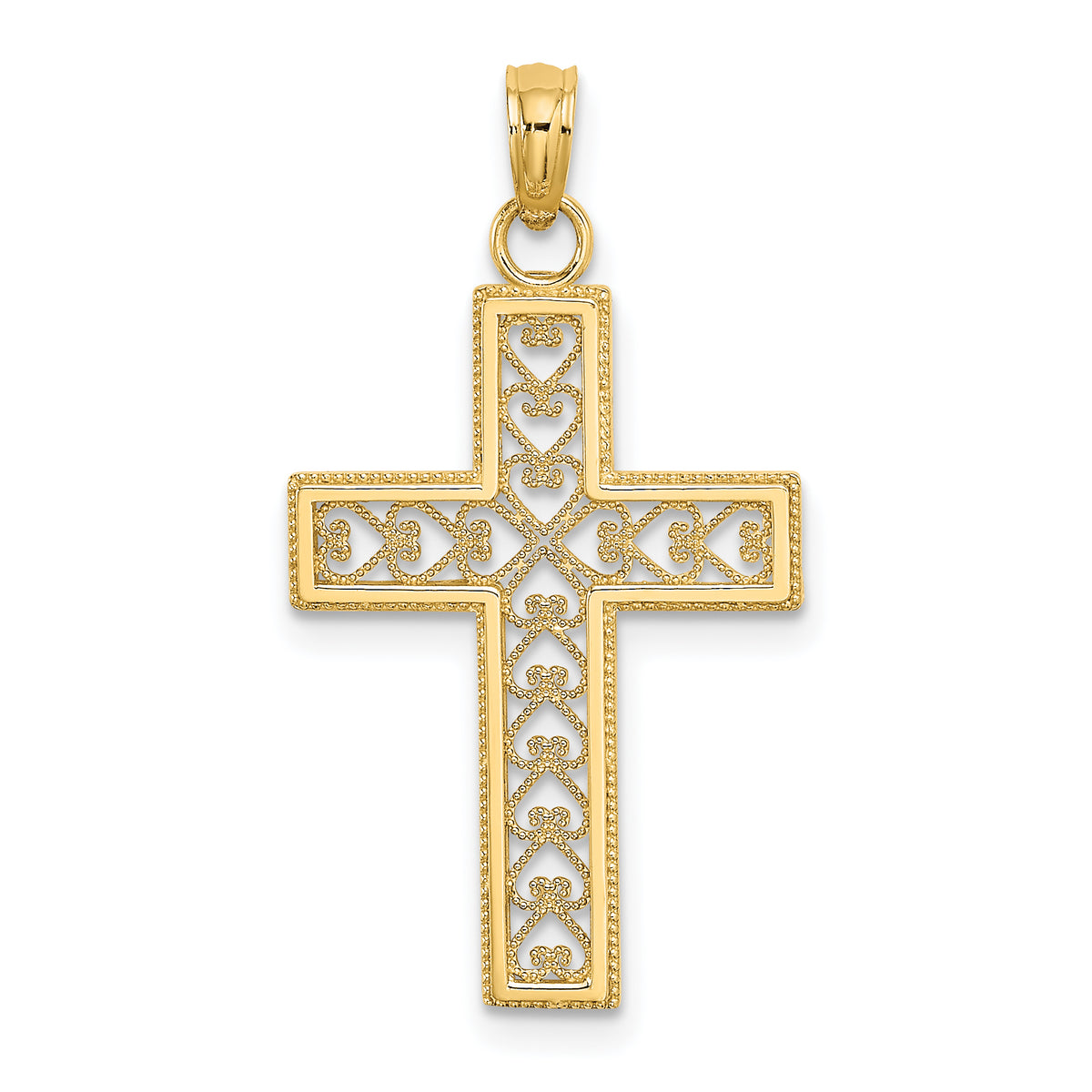 10k D/C Filigree Cross Pendant