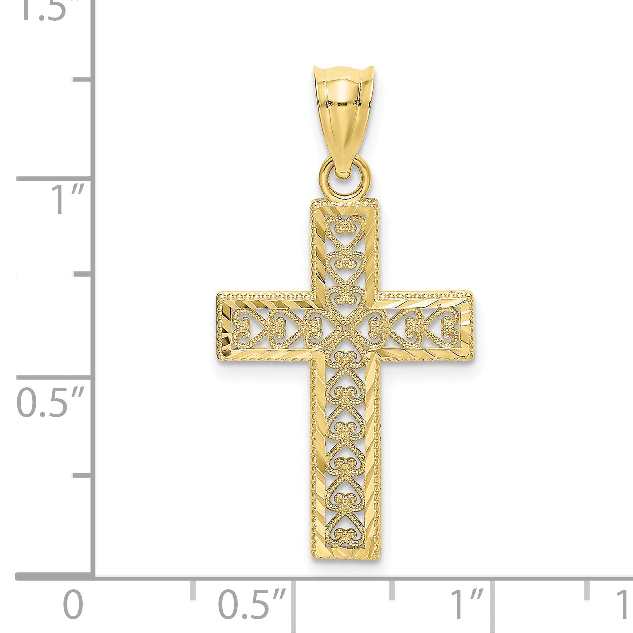 10K D/C Edge and Filigree Center Cross Charm