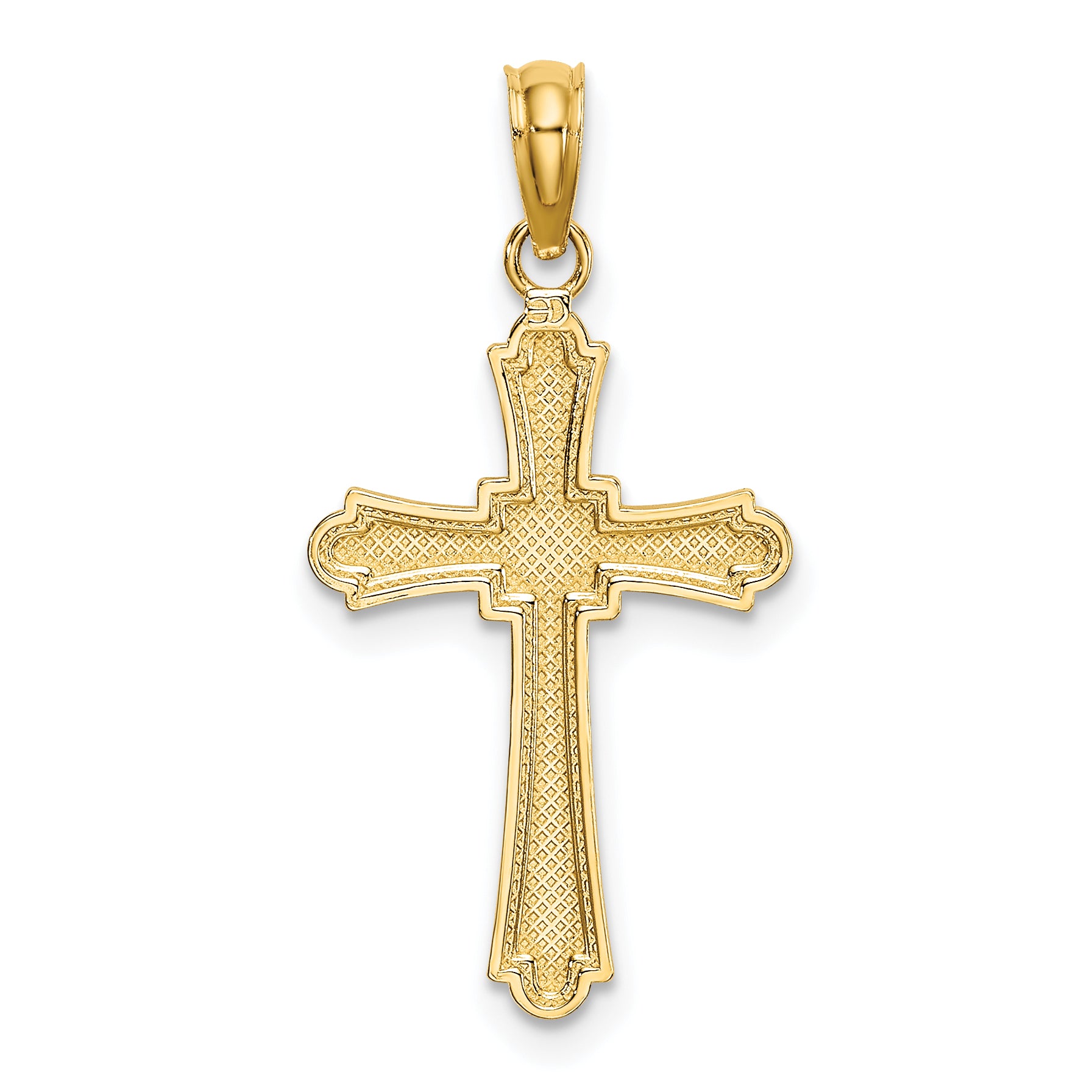 10K D/C Striped Cross Charm