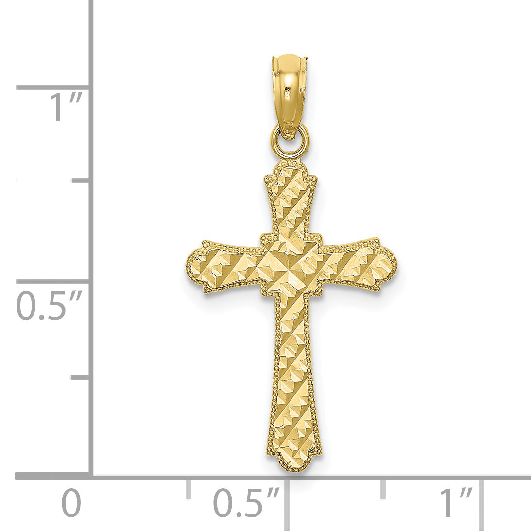 10K D/C Striped Cross Charm