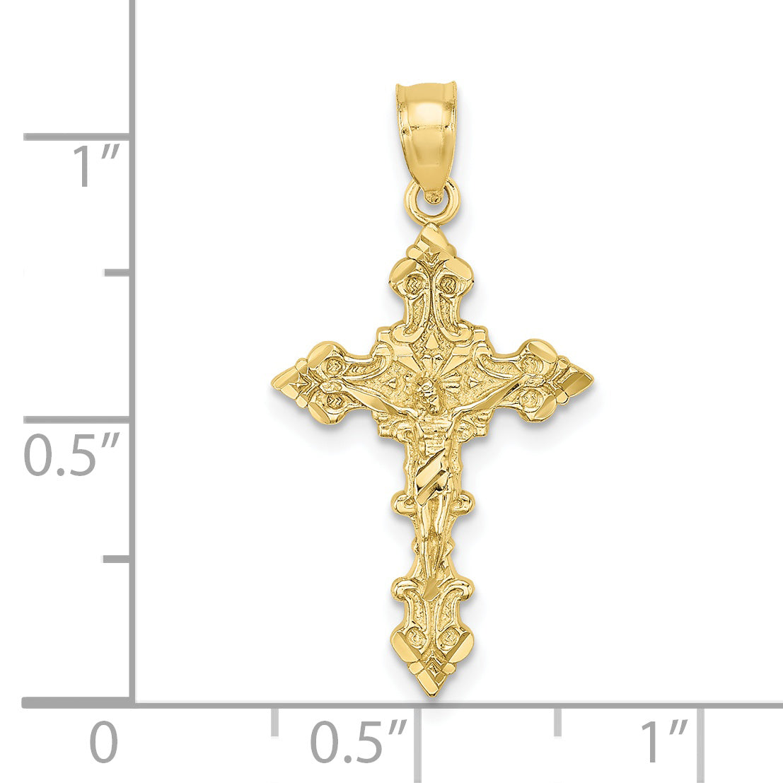 10K Crucifix W/ Fancy Edges Charm