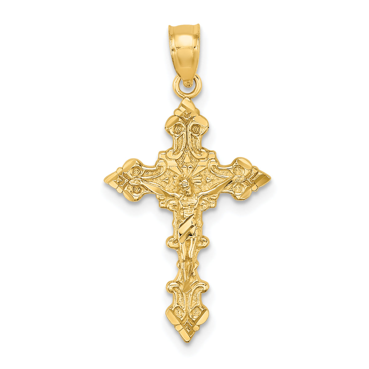 10K Crucifix W/ Fancy Edges Charm