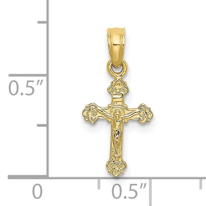 10K Mini Crucifix W/ Fancy Tips Charm