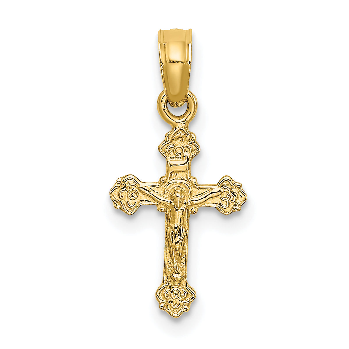 10K Mini Crucifix W/ Fancy Tips Charm