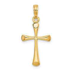 10K Polished Beveled Tip Cross Charm