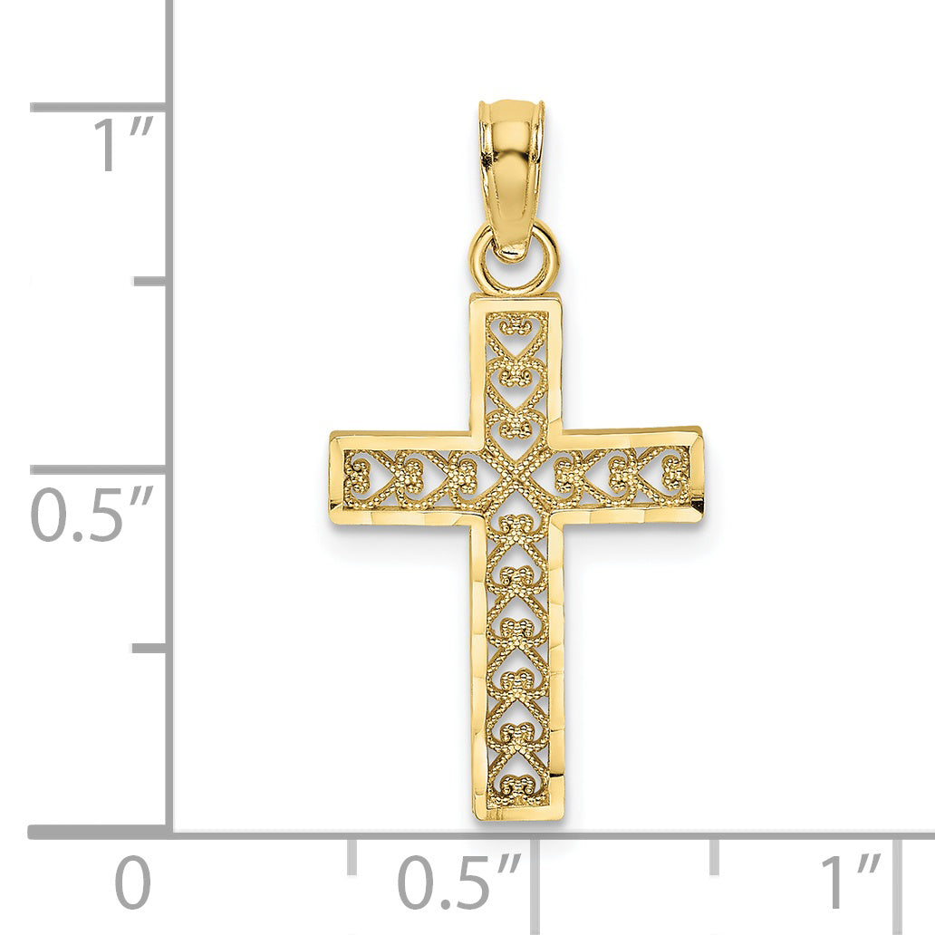 10k D/C Filigree Cross Pendant