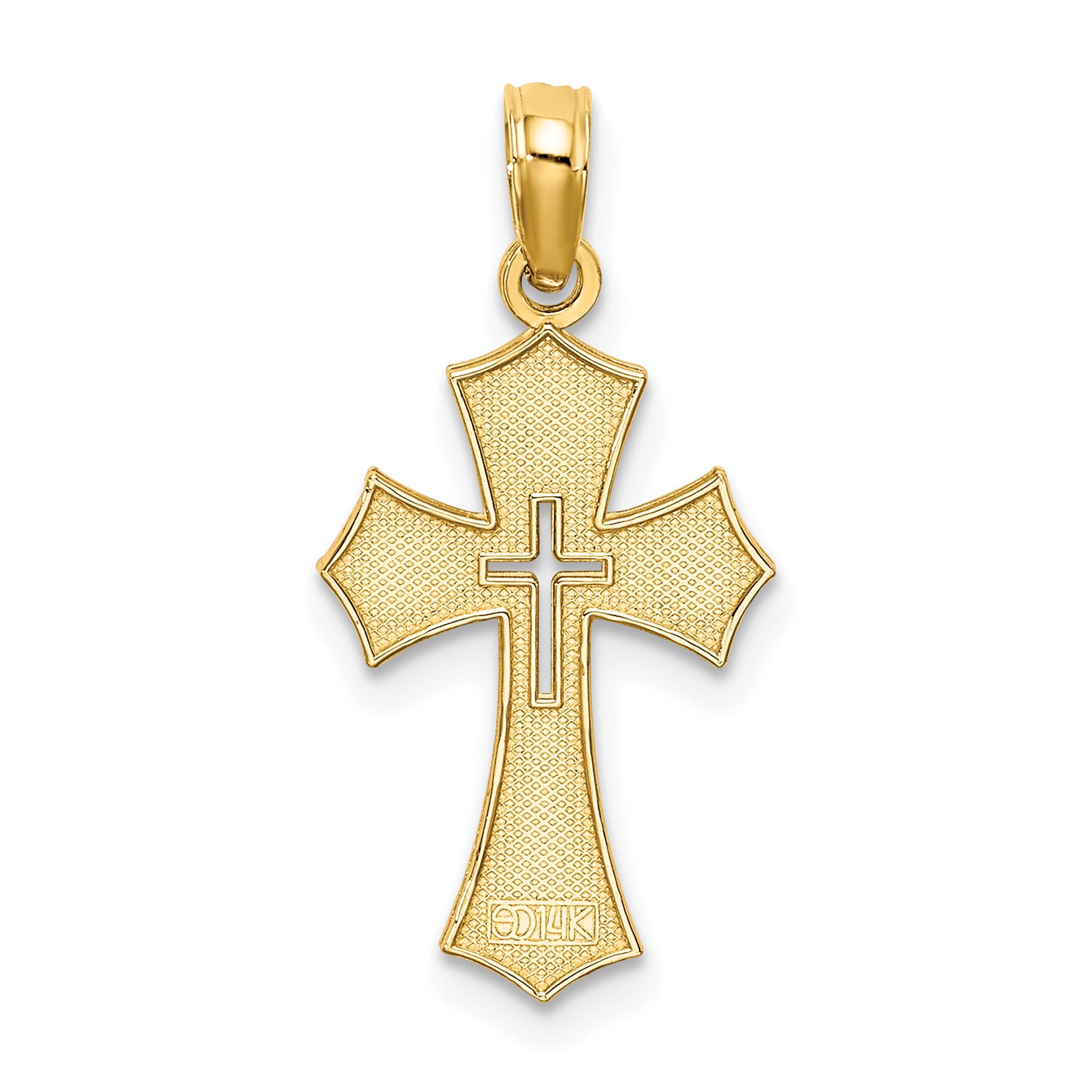 10K Textured Cut-Out Center Cross Charm