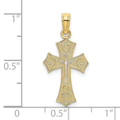 10K Textured Cut-Out Center Cross Charm