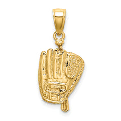 10K 3-D Polished Baseball Glove, Bat and Ball Charm