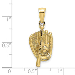 10K 3-D Polished Baseball Glove, Bat and Ball Charm