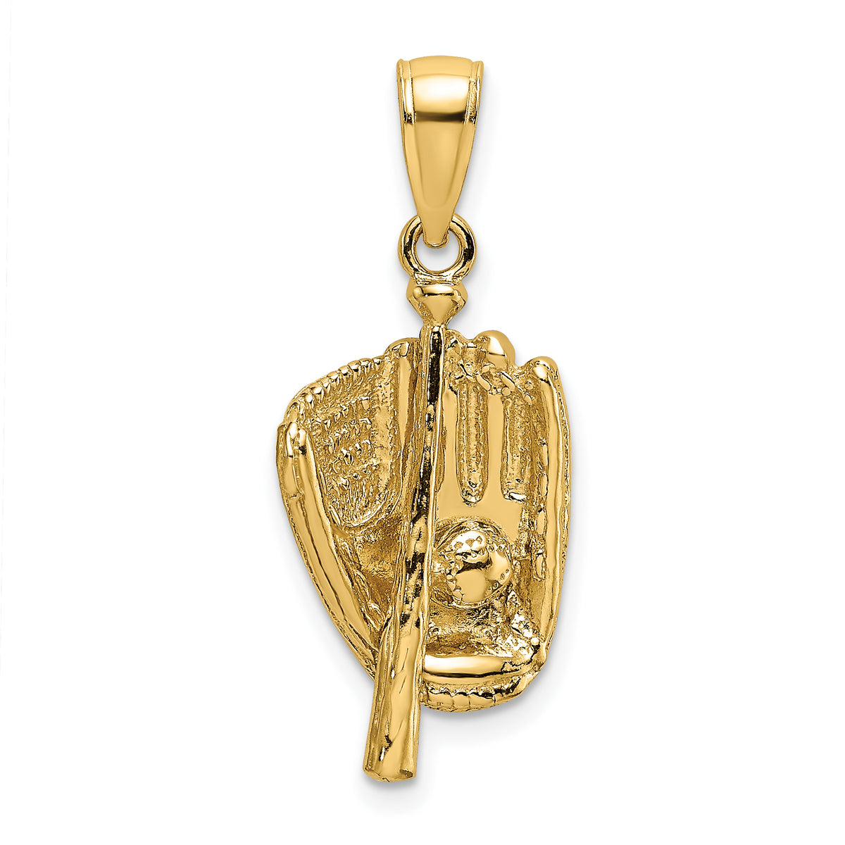 10K 3-D Polished Baseball Glove, Bat and Ball Charm