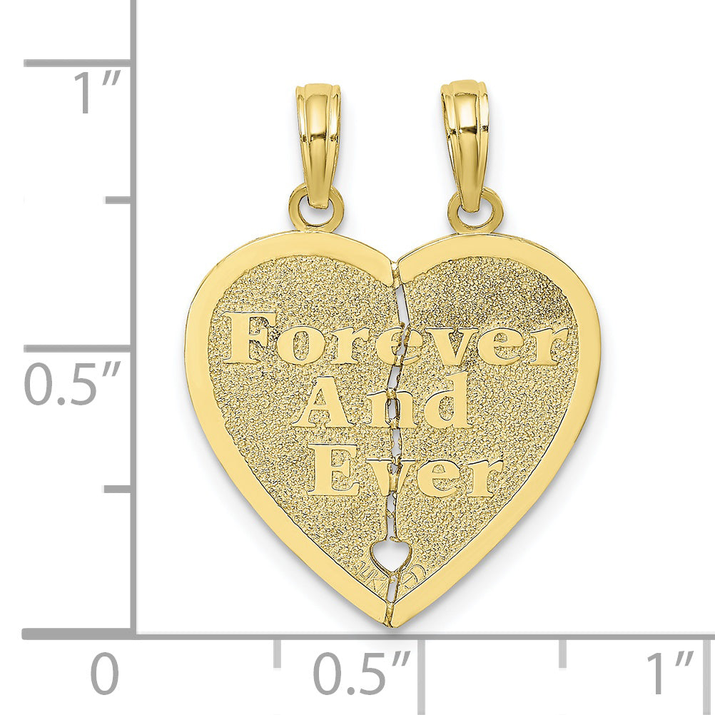 10K FOREVER AND EVER 2 Piece Break-A-Part Heart Charm