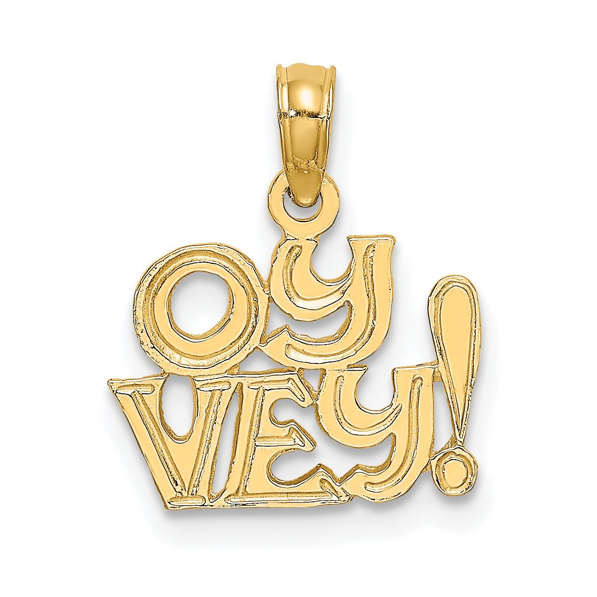 10K Polished and Engraved OY VEY Charm