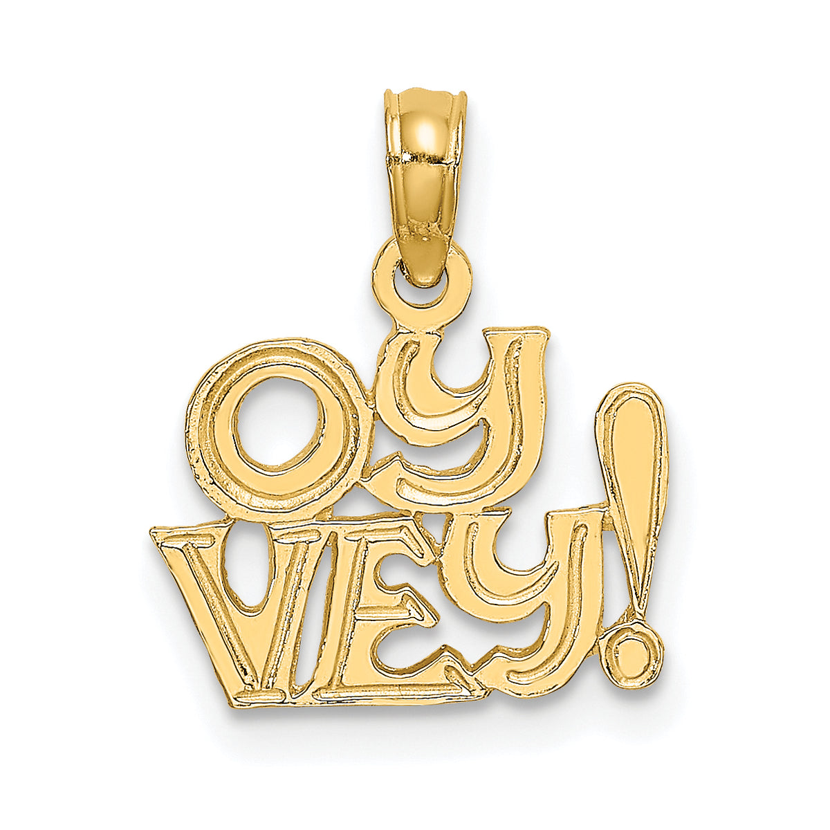 10K Polished and Engraved OY VEY Charm