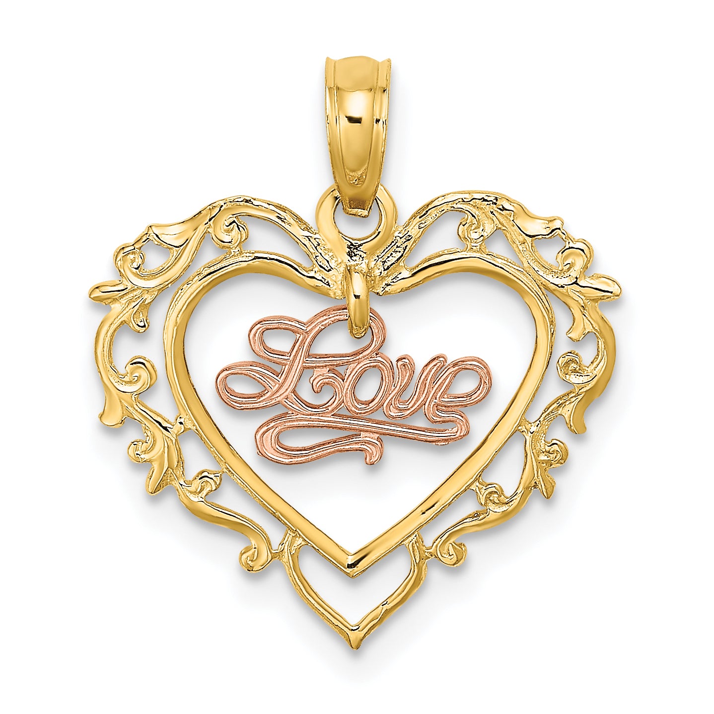 10K Two-Tone LOVE In Heart Charm