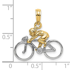 10K W/ Rhodium 3-D Bicycle With Rider Charm