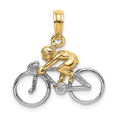 10K W/ Rhodium 3-D Bicycle With Rider Charm