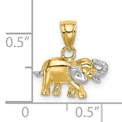 10k w/ Rhodium Small Elephant Charm