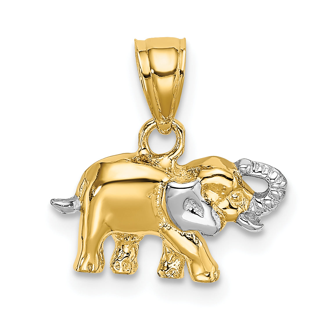 10k w/ Rhodium Small Elephant Charm