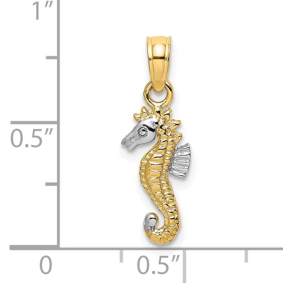 10K w/Rhodium 2-D Seahorse Charm