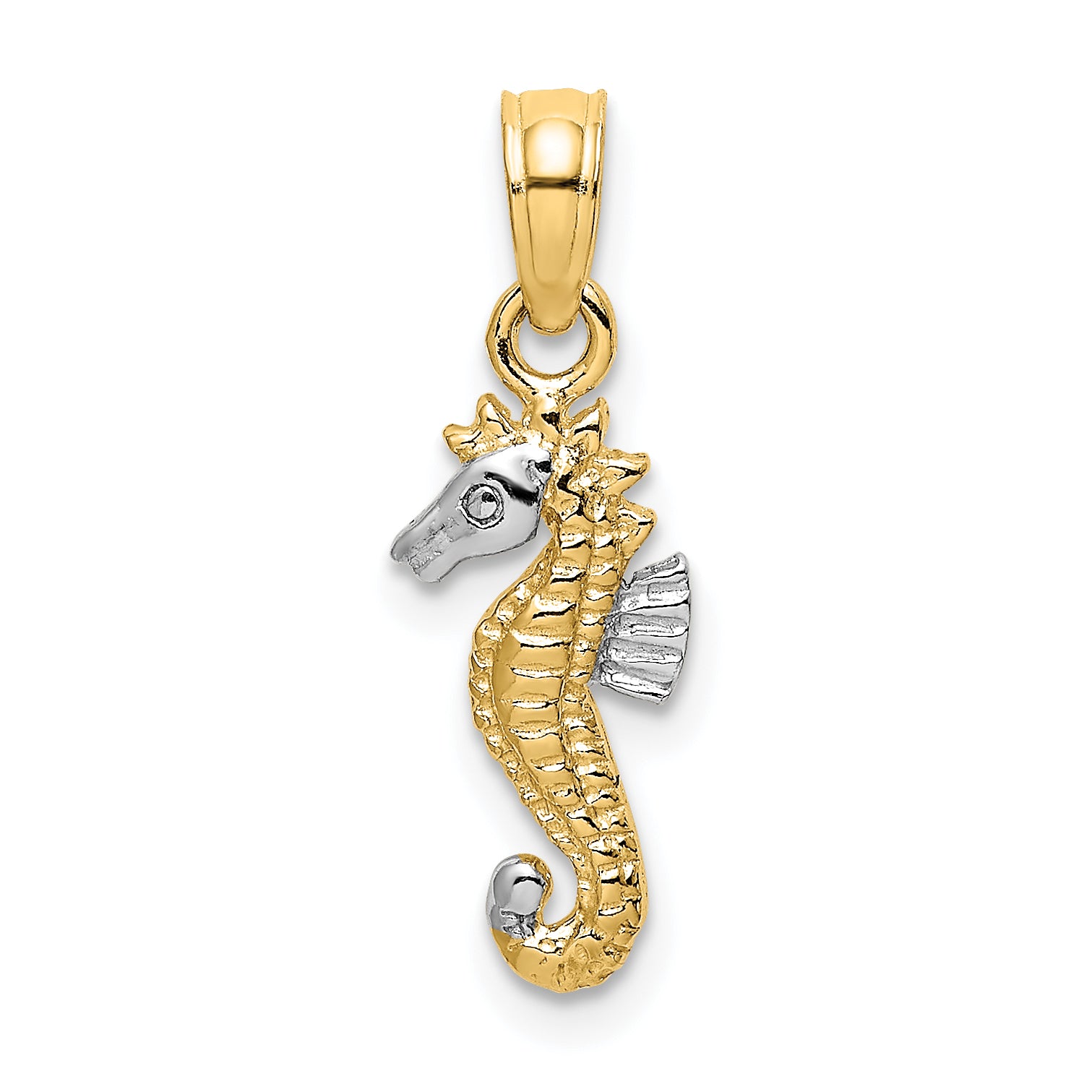 10K w/Rhodium 2-D Seahorse Charm