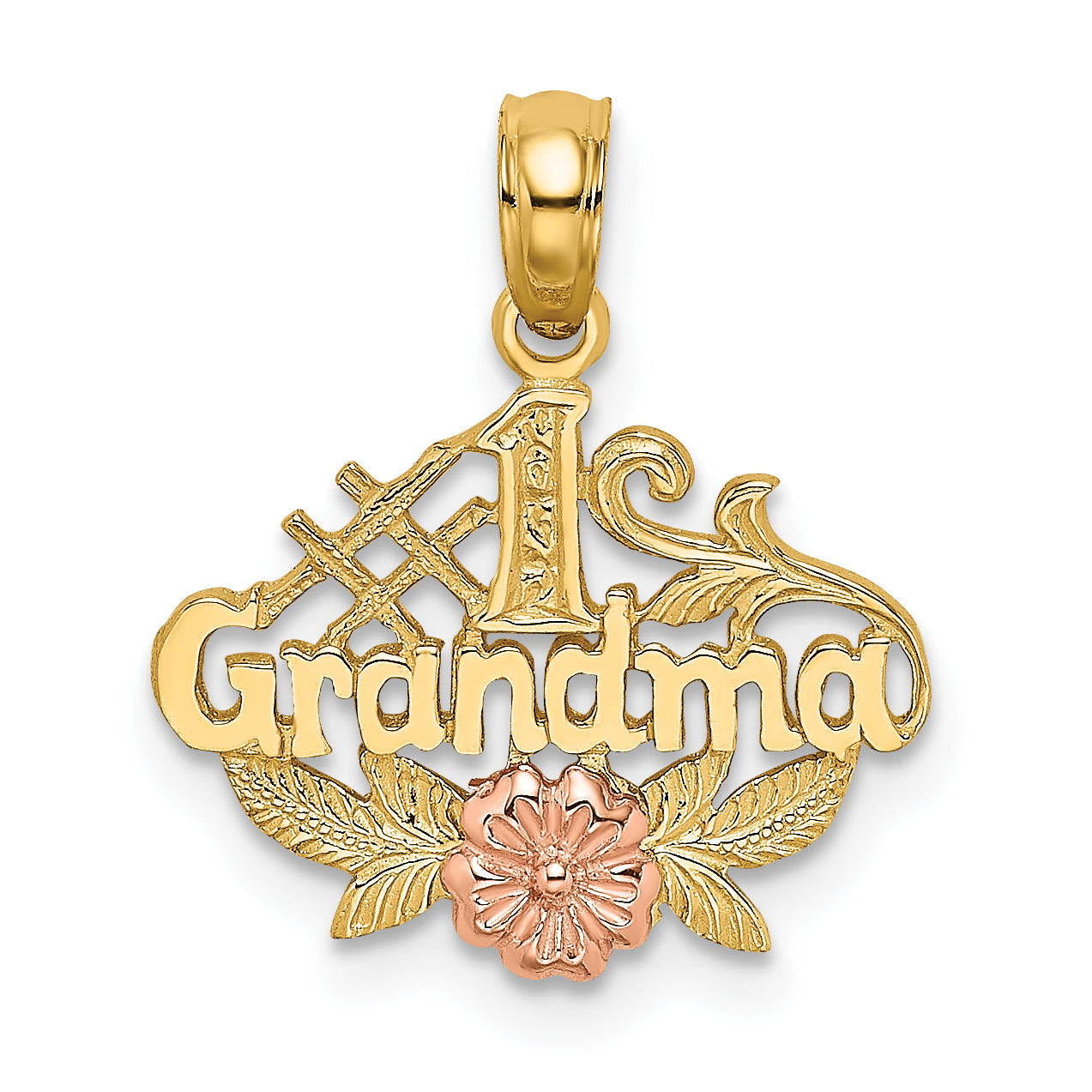 10K Two-Tone #1 GRANDMA W/ Flower Charm