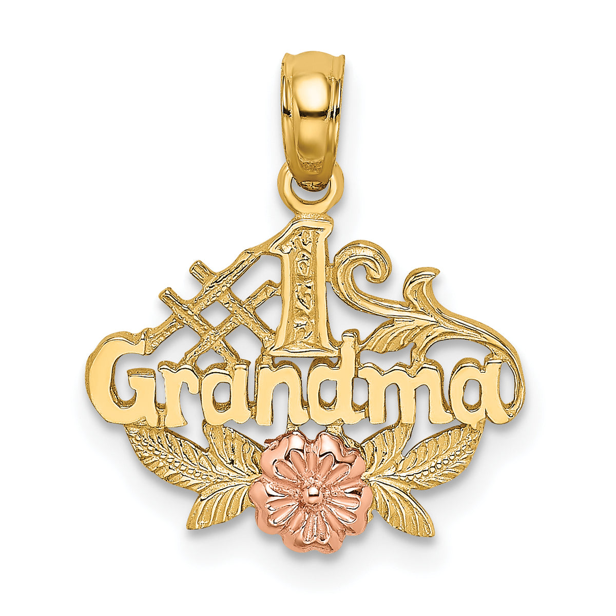 10K Two-Tone #1 GRANDMA W/ Flower Charm