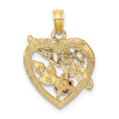 10K Two-tone w/White Rhodium #1 MOTHER Heart Charm