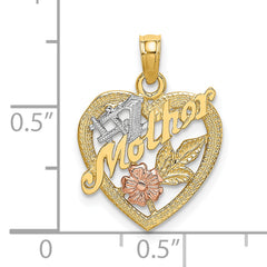 10K Two-tone w/White Rhodium #1 MOTHER Heart Charm