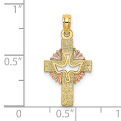 10K Two-Tone Cut-Out Dove On Cross Charm