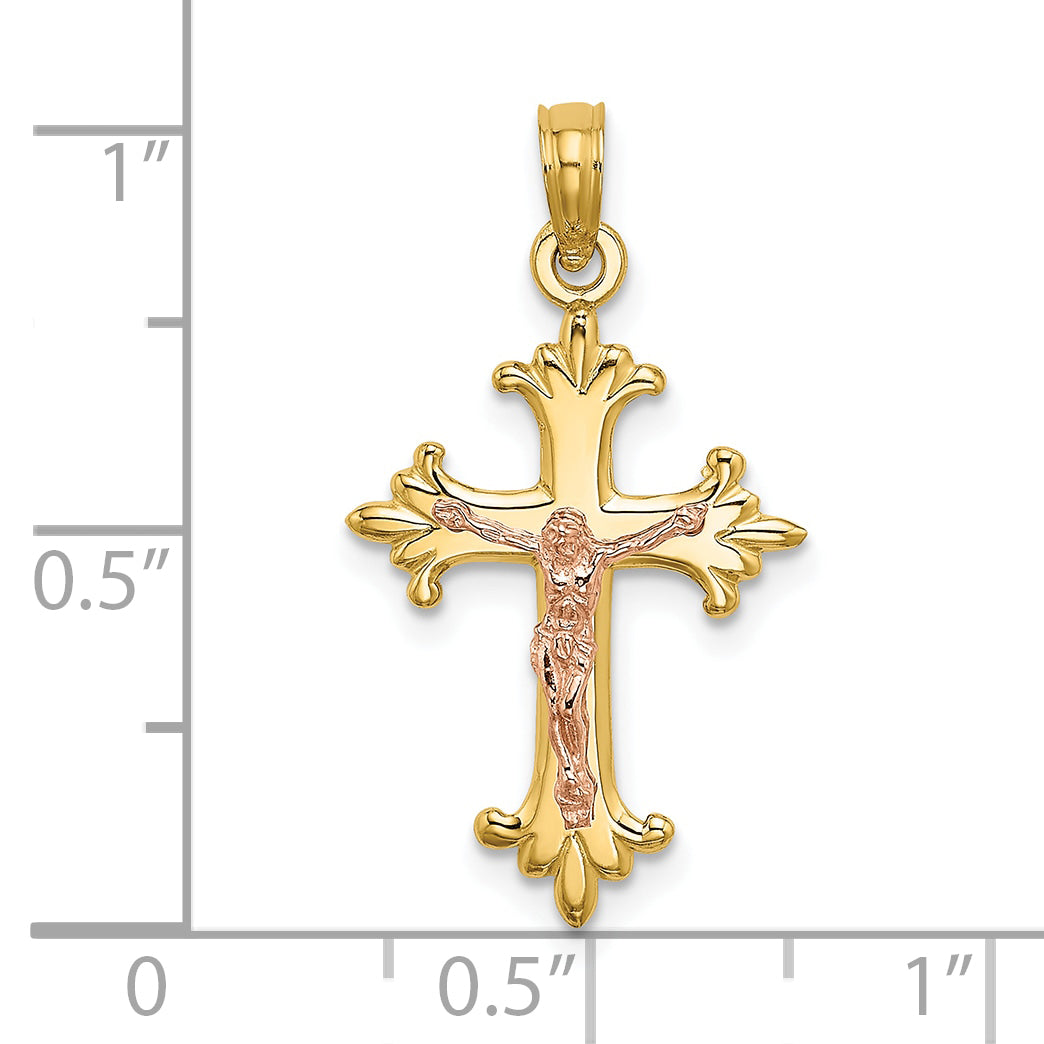 10K Two-Tone Crucifix Charm