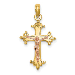 10K Two-Tone Crucifix Charm