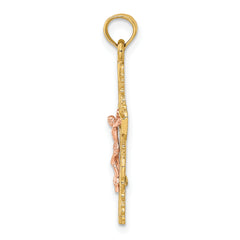 10K Two-Tone w/ Lace Trim Crucifix Charm