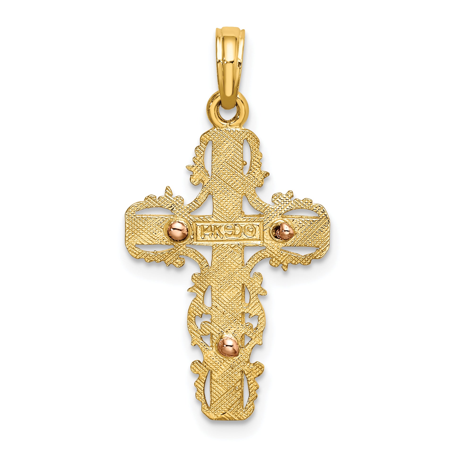 10K Two-Tone w/ Lace Trim Cross Charm