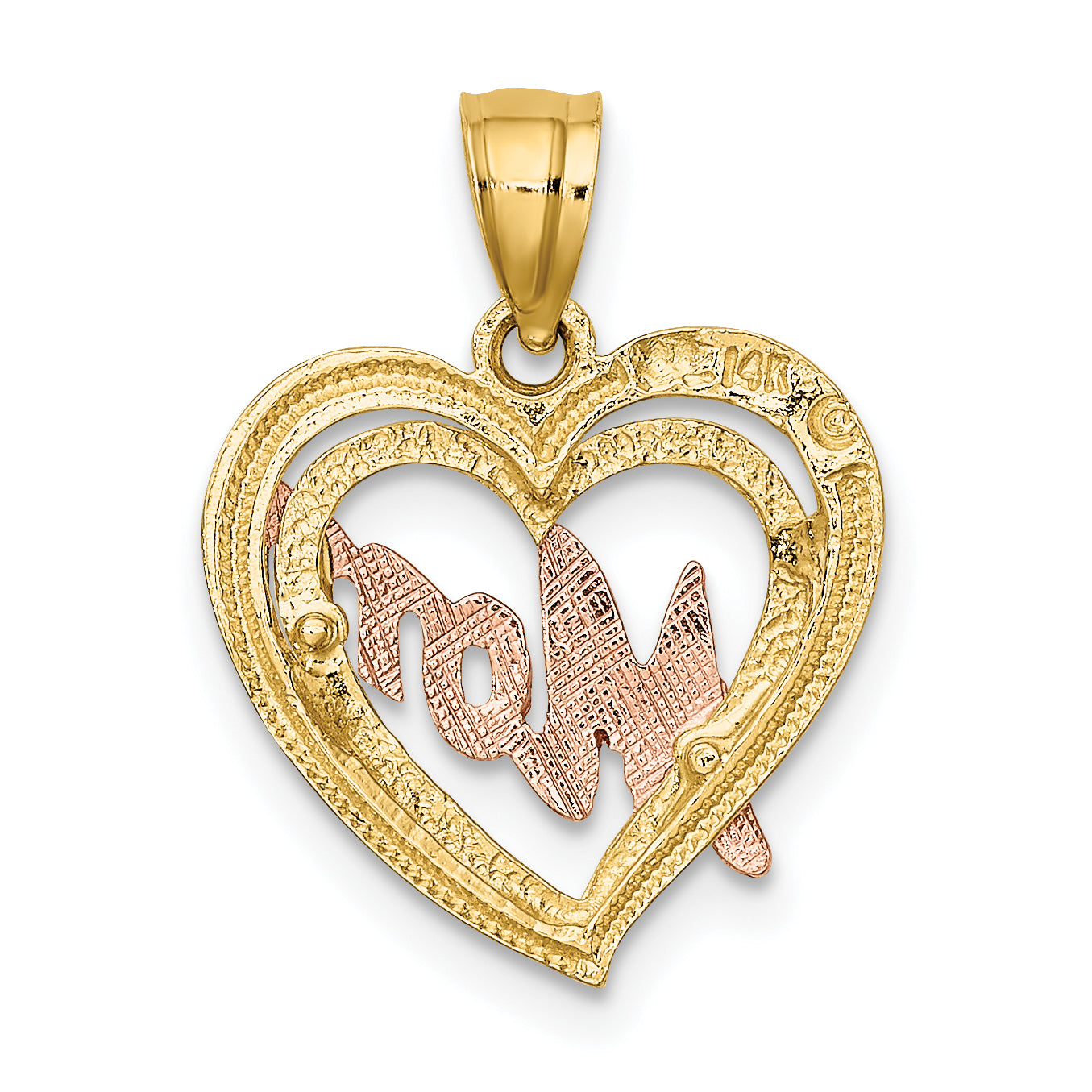 10k Two-Tone MOM Heart Charm