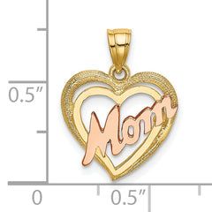 10k Two-Tone MOM Heart Charm