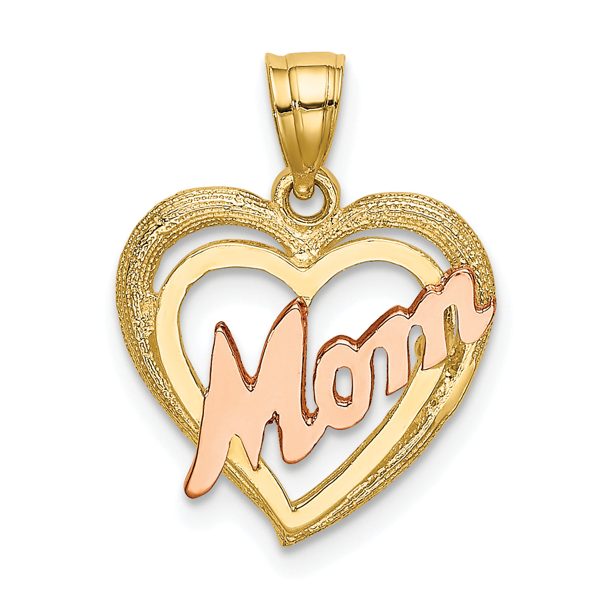 10k Two-Tone MOM Heart Charm