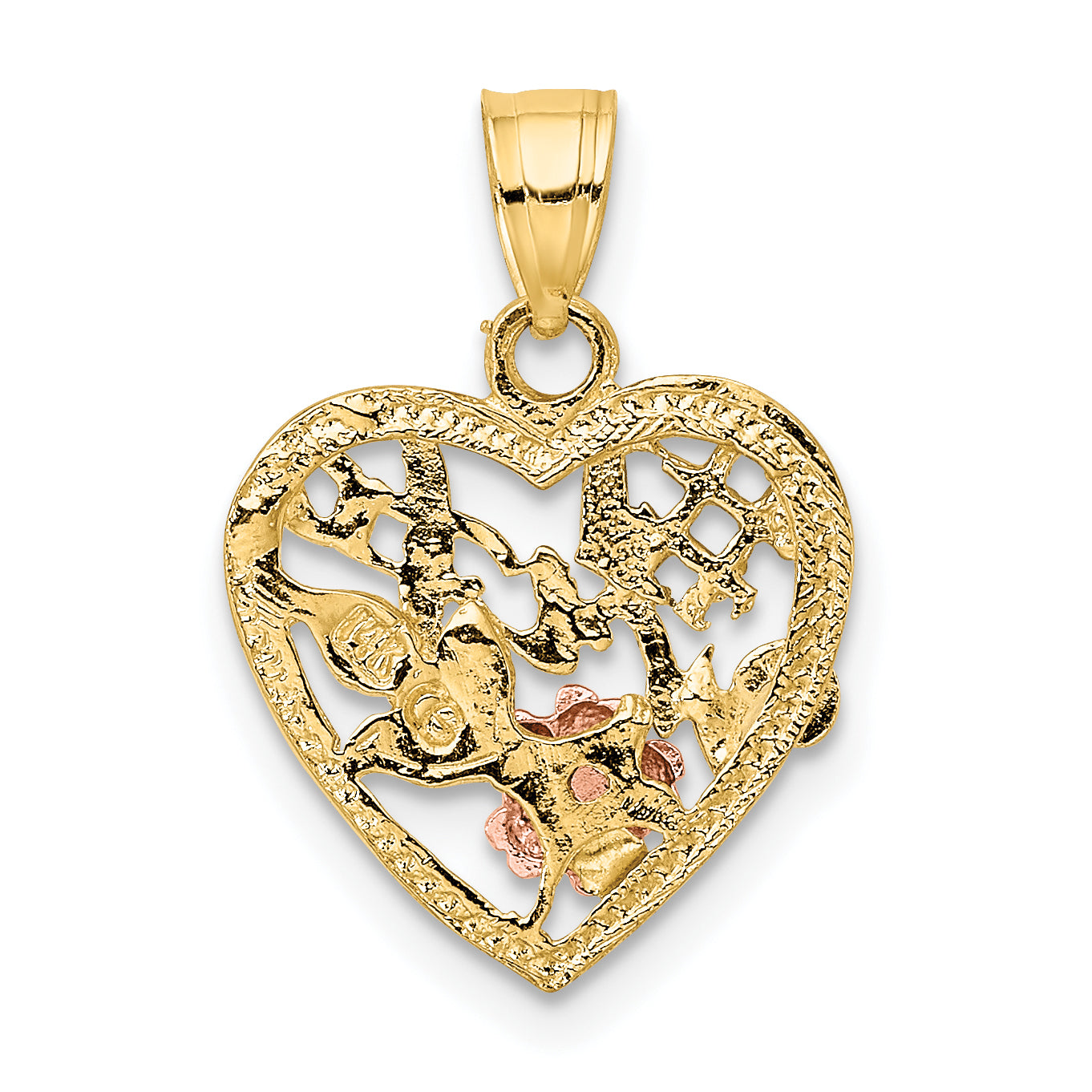 10k Two-Tone w/White Rodium #1 WIFE In Heart Charm