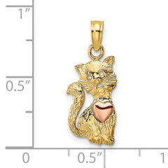 10k Two-Tone Cat w/ Heart Charm