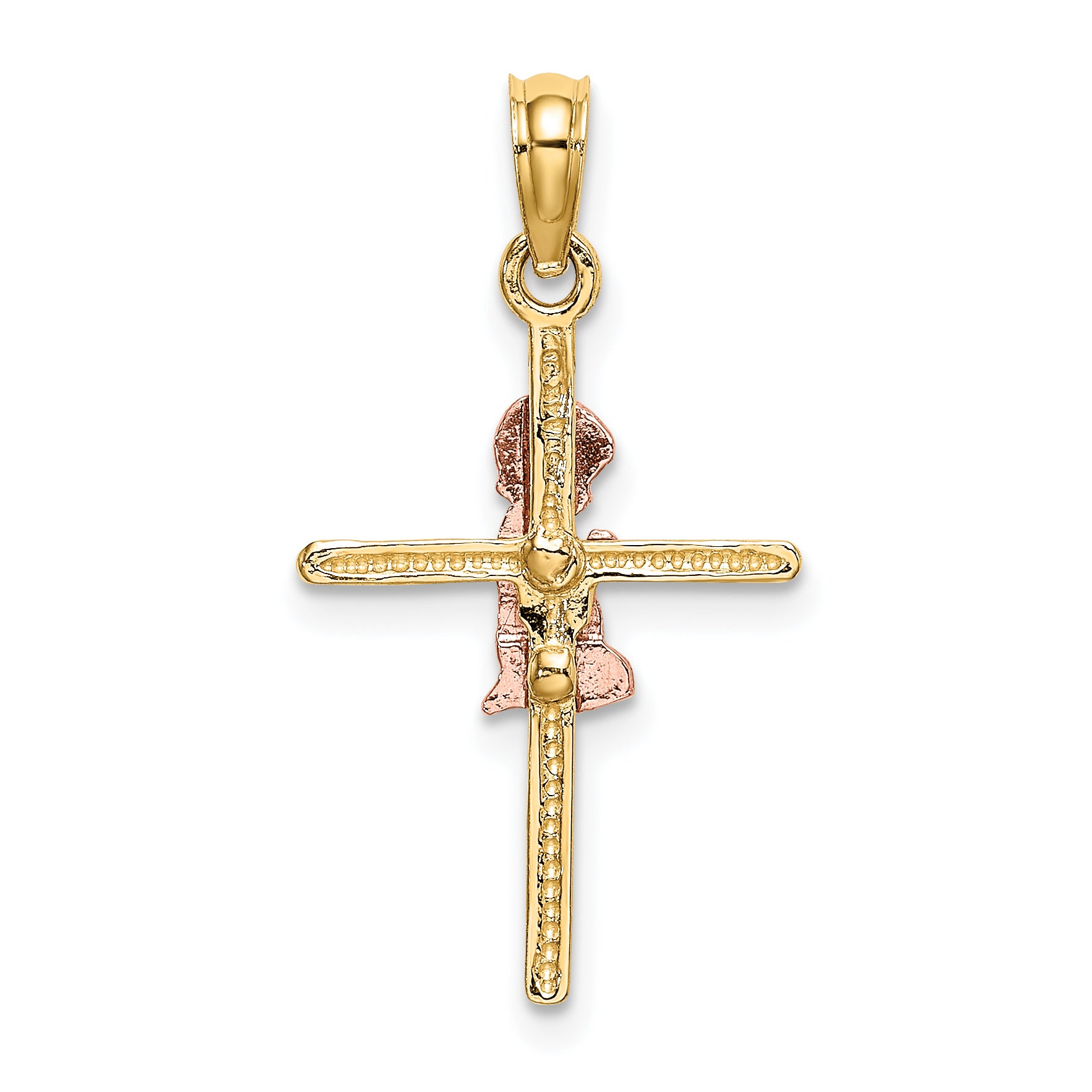 10K Two-Tone 2-D Boy On Cross Charm